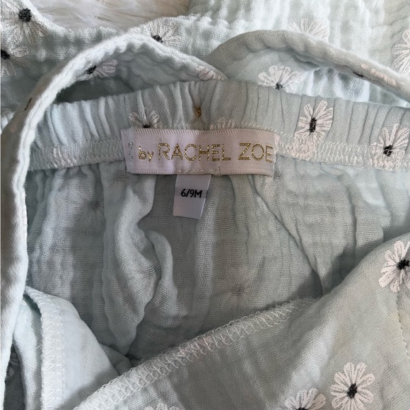 Rachel Zoe girl baby blue floral strap crepe jumpsuit Sz 12M - Picture 2 of 3